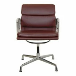 Ea-208 Softpad Office Chair In Brown Leather By Charles Eames For Vitra