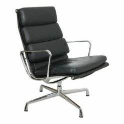 EA-215 Softpad Chair In Black Leather And Chrome By Charles Eames