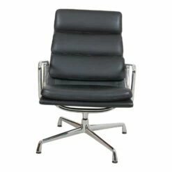 EA-215 Softpad Chair In Black Leather And Chrome By Charles Eames -PAMONO Sales ea 215 softpad chair in black leather and chrome by charles eames 3
