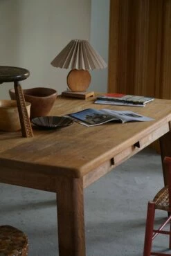 French Brutalist Rectangular Desk Or Dining Table In Solid Oak, 1950s -PAMONO Sales french brutalist rectangular desk or dining table in solid oak 1950s 10