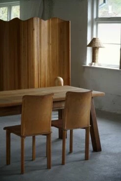 French Brutalist Rectangular Desk Or Dining Table In Solid Oak, 1950s -PAMONO Sales french brutalist rectangular desk or dining table in solid oak 1950s 11