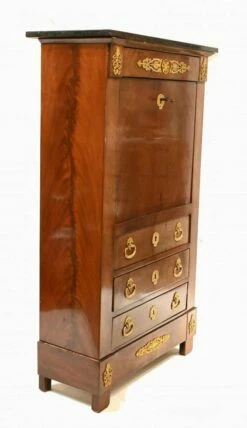 French Empire Mahogany Desk With Drawers, 1880s -PAMONO Sales french empire mahogany desk with drawers 1880s 8