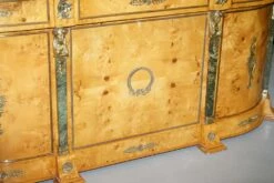 French Empire Revival Burr Walnut Kidney Desk With Bronze Sphinx Mounts And Malachite -PAMONO Sales french empire revival burr walnut kidney desk with bronze sphinx mounts and malachite 13