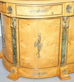 French Empire Revival Burr Walnut Kidney Desk With Bronze Sphinx Mounts And Malachite -PAMONO Sales french empire revival burr walnut kidney desk with bronze sphinx mounts and malachite 14