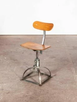 French Metal Swivel Desk Chair From Bienaise, 1950s -PAMONO Sales french metal swivel desk chair from bienaise 1950s 4