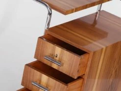 Functionalist Walnut Veneer Steel Tube Desk, 1930s -PAMONO Sales functionalist walnut veneer steel tube desk 1930s 3