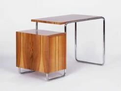 Functionalist Walnut Veneer Steel Tube Desk, 1930s -PAMONO Sales functionalist walnut veneer steel tube desk 1930s 4