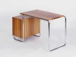 Functionalist Walnut Veneer Steel Tube Desk, 1930s -PAMONO Sales functionalist walnut veneer steel tube desk 1930s 6