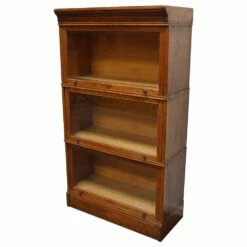 German Oak Bookcase With Folding Doors In Style Of Globe Wernicke, 1900s