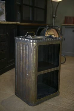 Industrial Shelf In Corrugated Copper With 2 Compartments, 1920s -PAMONO Sales industrial shelf in corrugated copper with 2 compartments 1920s 19