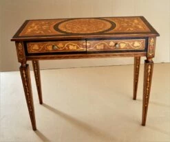 Inlaid Desk In The Style Of Beetle, 1990s 9 Inlaid Desk In The Style Of Beetle, 1990s -PAMONO Sales inlaid desk in the style of beetle 1990s 2