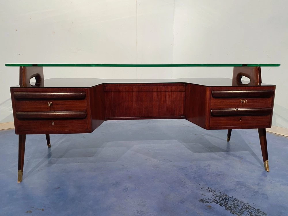 Italian Executive Desk By Vittorio Dassi, 1950s 3 Italian Executive Desk By Vittorio Dassi, 1950s