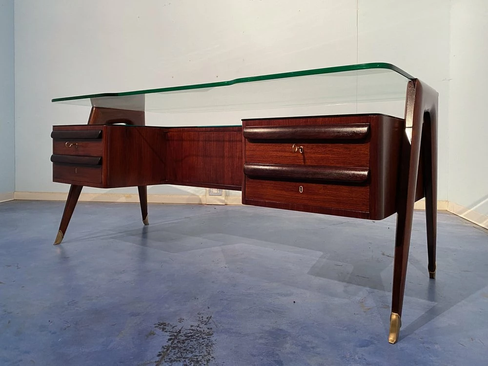 Italian Executive Desk By Vittorio Dassi, 1950s 17 Italian Executive Desk By Vittorio Dassi, 1950s - Image 15