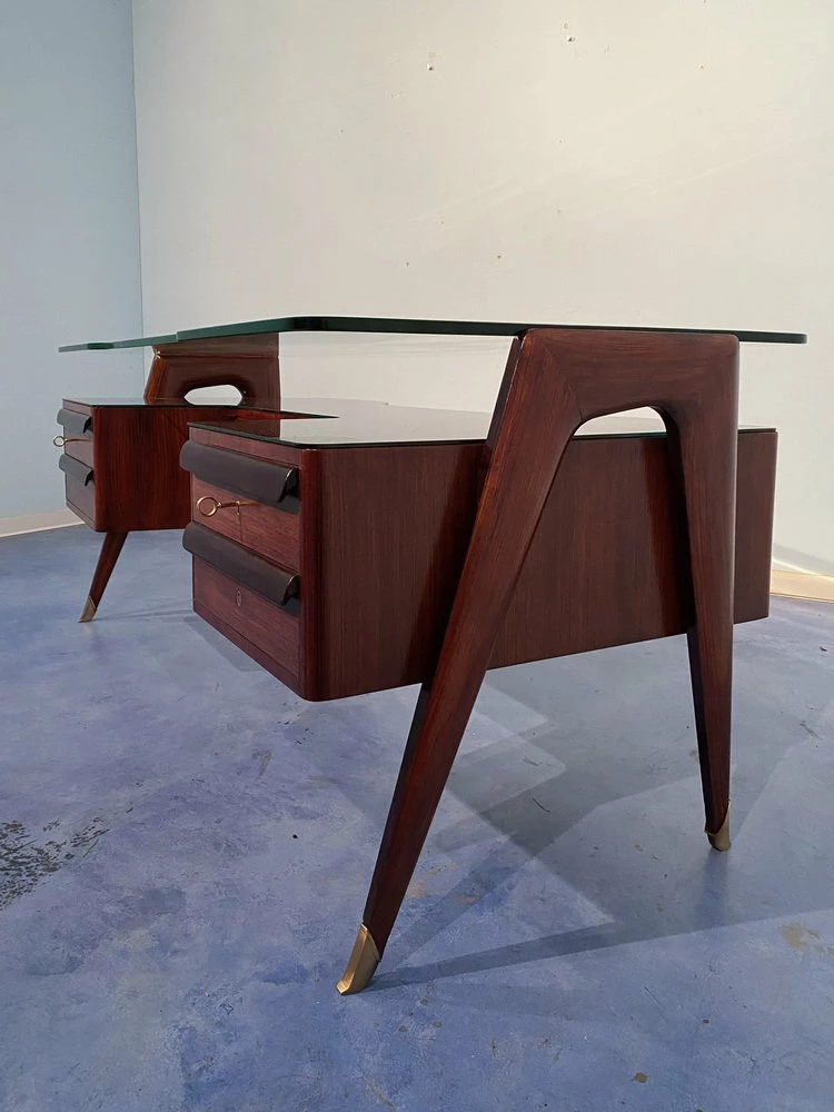 Italian Executive Desk By Vittorio Dassi, 1950s 18 Italian Executive Desk By Vittorio Dassi, 1950s - Image 16