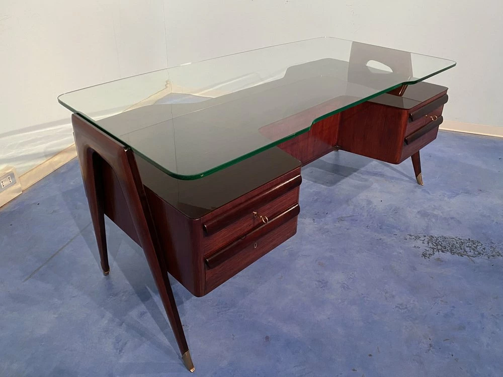 Italian Executive Desk By Vittorio Dassi, 1950s 21 Italian Executive Desk By Vittorio Dassi, 1950s - Image 19