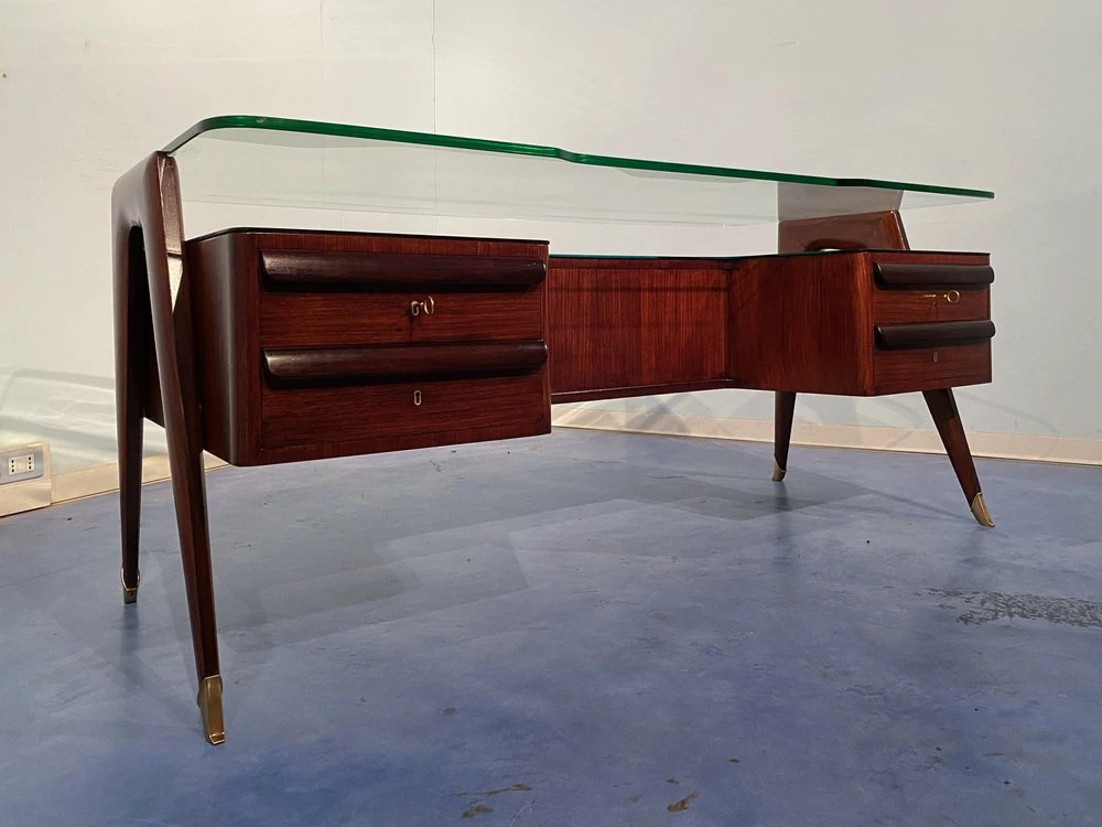 Italian Executive Desk By Vittorio Dassi, 1950s 4 Italian Executive Desk By Vittorio Dassi, 1950s - Image 2