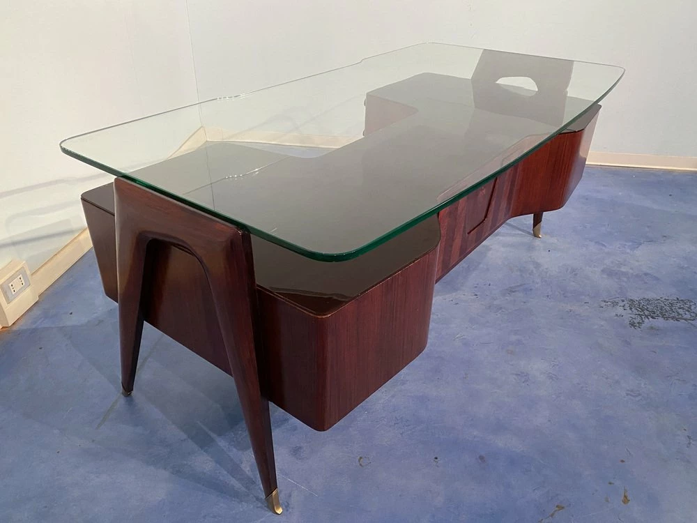 Italian Executive Desk By Vittorio Dassi, 1950s 8 Italian Executive Desk By Vittorio Dassi, 1950s - Image 6