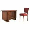 Italian Modern Desk In Carved Walnut And Rosewood With Side Chair -PAMONO Sales italian modern desk in carved walnut and rosewood with side chair 1