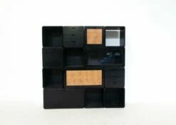 Italian Modular Wooden Black Cubes By Derk Jan De Vries, 1960s, Set Of 13 -PAMONO Sales italian modular wooden black cubes by derk jan de vries 1960s set of 13 12