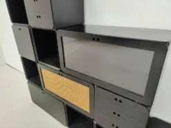 Italian Modular Wooden Black Cubes By Derk Jan De Vries, 1960s, Set Of 13 -PAMONO Sales italian modular wooden black cubes by derk jan de vries 1960s set of 13 3