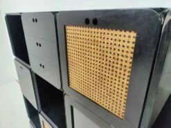 Italian Modular Wooden Black Cubes By Derk Jan De Vries, 1960s, Set Of 13 -PAMONO Sales italian modular wooden black cubes by derk jan de vries 1960s set of 13 4