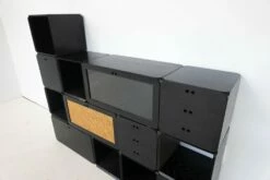 Italian Modular Wooden Black Cubes By Derk Jan De Vries, 1960s, Set Of 13 -PAMONO Sales italian modular wooden black cubes by derk jan de vries 1960s set of 13 6