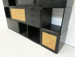 Italian Modular Wooden Black Cubes By Derk Jan De Vries, 1960s, Set Of 13 -PAMONO Sales italian modular wooden black cubes by derk jan de vries 1960s set of 13 7