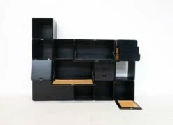 Italian Modular Wooden Black Cubes By Derk Jan De Vries, 1960s, Set Of 13 -PAMONO Sales italian modular wooden black cubes by derk jan de vries 1960s set of 13 8