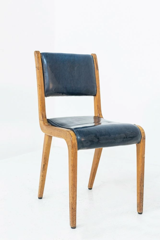 Italian Vintage Blue Fabric Desk Chairs, 1950s, Set Of 2 14 Italian Vintage Blue Fabric Desk Chairs, 1950s, Set Of 2 - Image 12