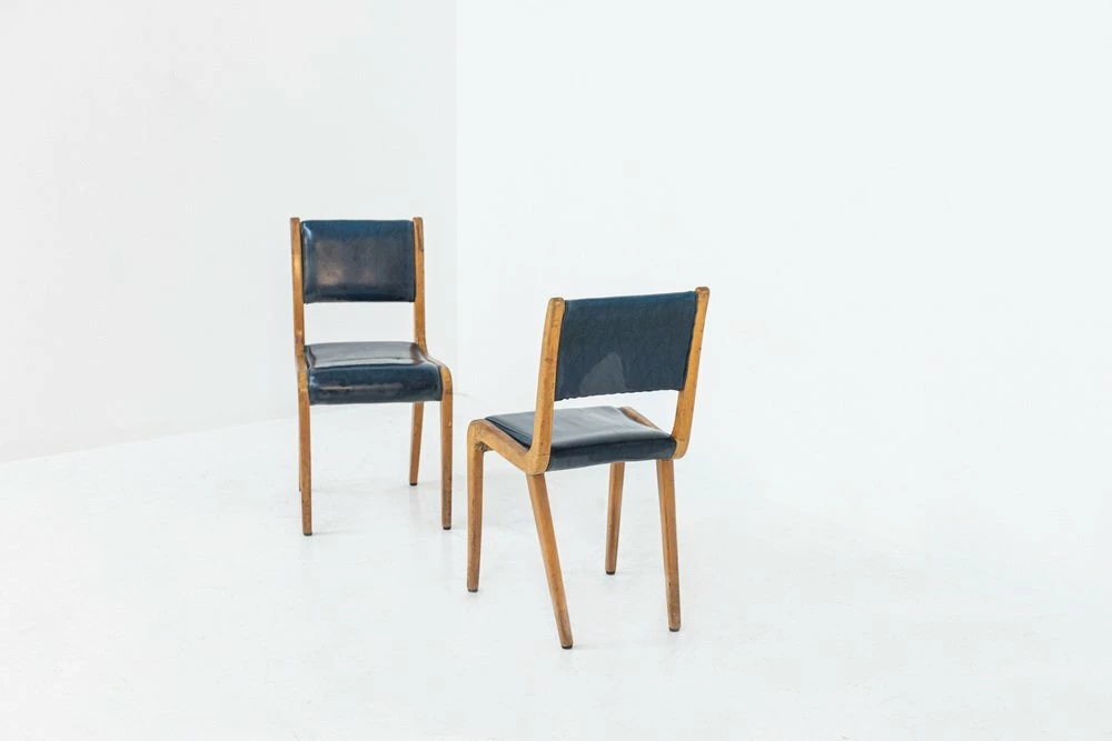 Italian Vintage Blue Fabric Desk Chairs, 1950s, Set Of 2 15 Italian Vintage Blue Fabric Desk Chairs, 1950s, Set Of 2 - Image 13