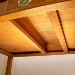 Large Italian Solid Table Desk With Drawers From Ministerial Office In Veneered Beech Wood With Green Coated Top, 1950s -PAMONO Sales large italian solid table desk with drawers from ministerial office in veneered beech wood with green coated top 1950s 15