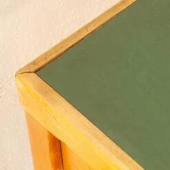 Large Italian Solid Table Desk With Drawers From Ministerial Office In Veneered Beech Wood With Green Coated Top, 1950s -PAMONO Sales large italian solid table desk with drawers from ministerial office in veneered beech wood with green coated top 1950s 7