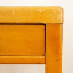 Large Italian Solid Table Desk With Drawers From Ministerial Office In Veneered Beech Wood With Green Coated Top, 1950s -PAMONO Sales large italian solid table desk with drawers from ministerial office in veneered beech wood with green coated top 1950s 8