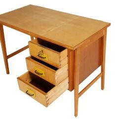 Mid-Century Beech & Maple Desk In Carlo De Carli Style -PAMONO Sales mid century beech maple desk in carlo de carli style 4