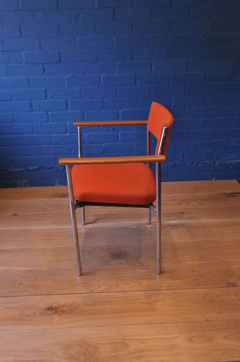 Mid-Century Chrome Armchair With Orange Upholstery From Antocks Lairn 7 Mid-Century Chrome Armchair With Orange Upholstery From Antocks Lairn - Image 5