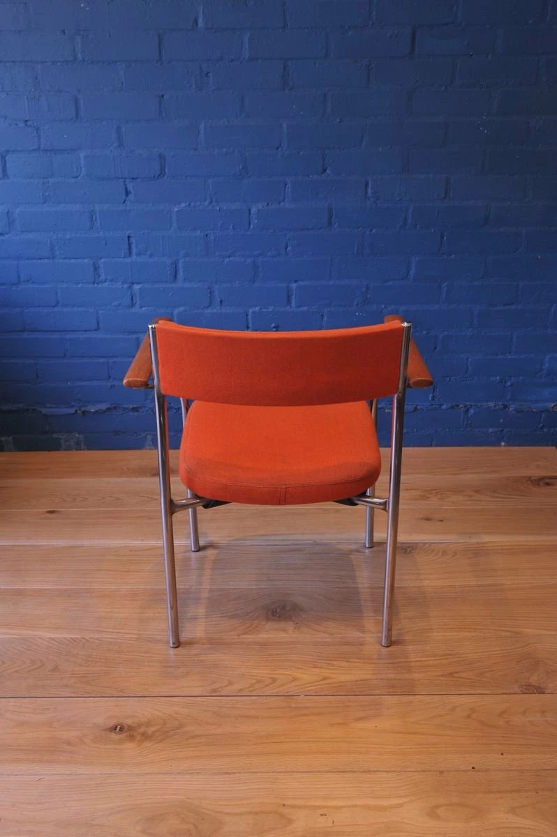 Mid-Century Chrome Armchair With Orange Upholstery From Antocks Lairn 8 Mid-Century Chrome Armchair With Orange Upholstery From Antocks Lairn - Image 6