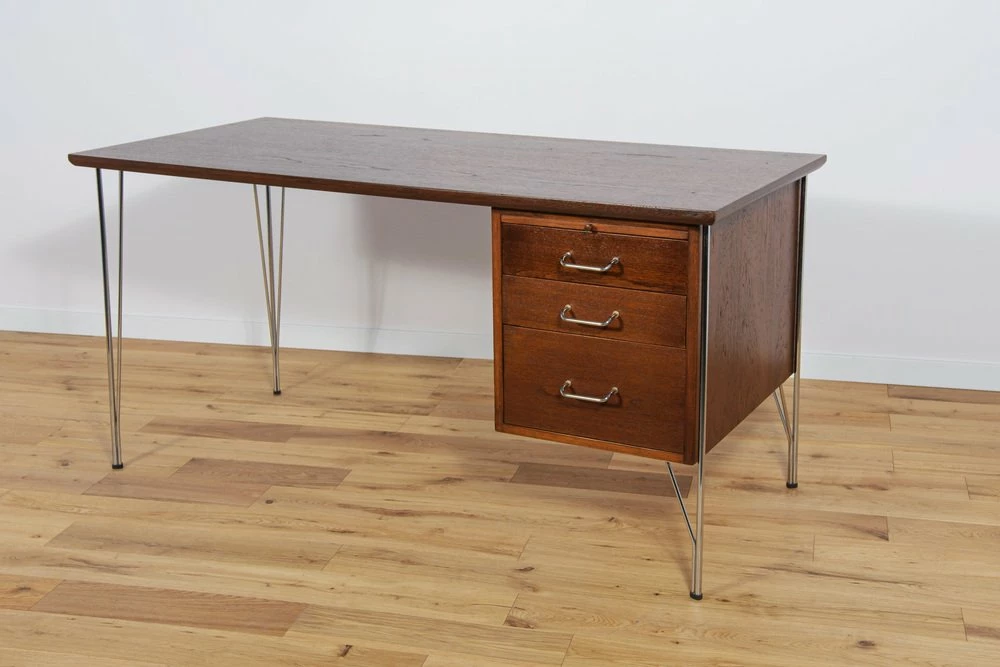 Mid-Century Danish Desk In Teak And Chrome By Heinrich Roepstorff, 1970s 3 Mid-Century Danish Desk In Teak And Chrome By Heinrich Roepstorff, 1970s
