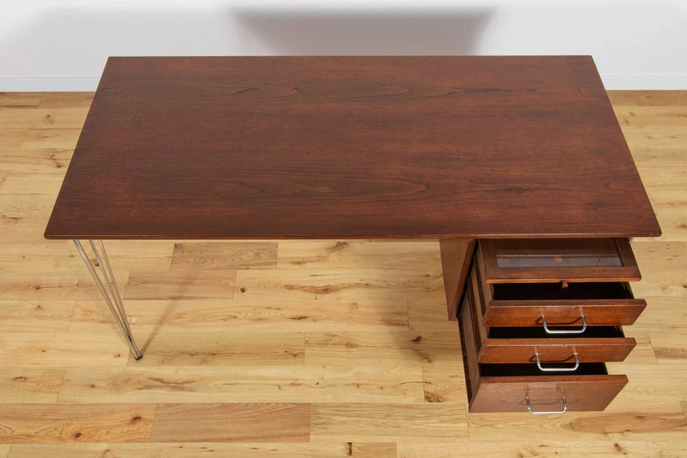 Mid-Century Danish Desk In Teak And Chrome By Heinrich Roepstorff, 1970s 14 Mid-Century Danish Desk In Teak And Chrome By Heinrich Roepstorff, 1970s - Image 12
