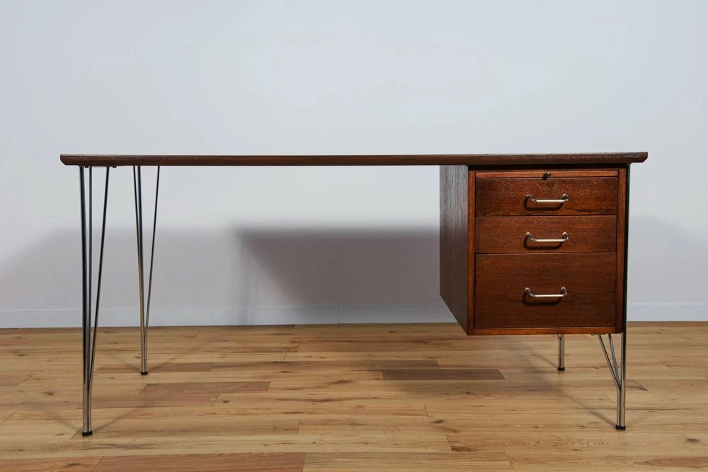 Mid-Century Danish Desk In Teak And Chrome By Heinrich Roepstorff, 1970s 5 Mid-Century Danish Desk In Teak And Chrome By Heinrich Roepstorff, 1970s - Image 3