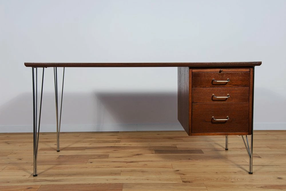 Mid-Century Danish Desk In Teak And Chrome By Heinrich Roepstorff, 1970s 6 Mid-Century Danish Desk In Teak And Chrome By Heinrich Roepstorff, 1970s - Image 4