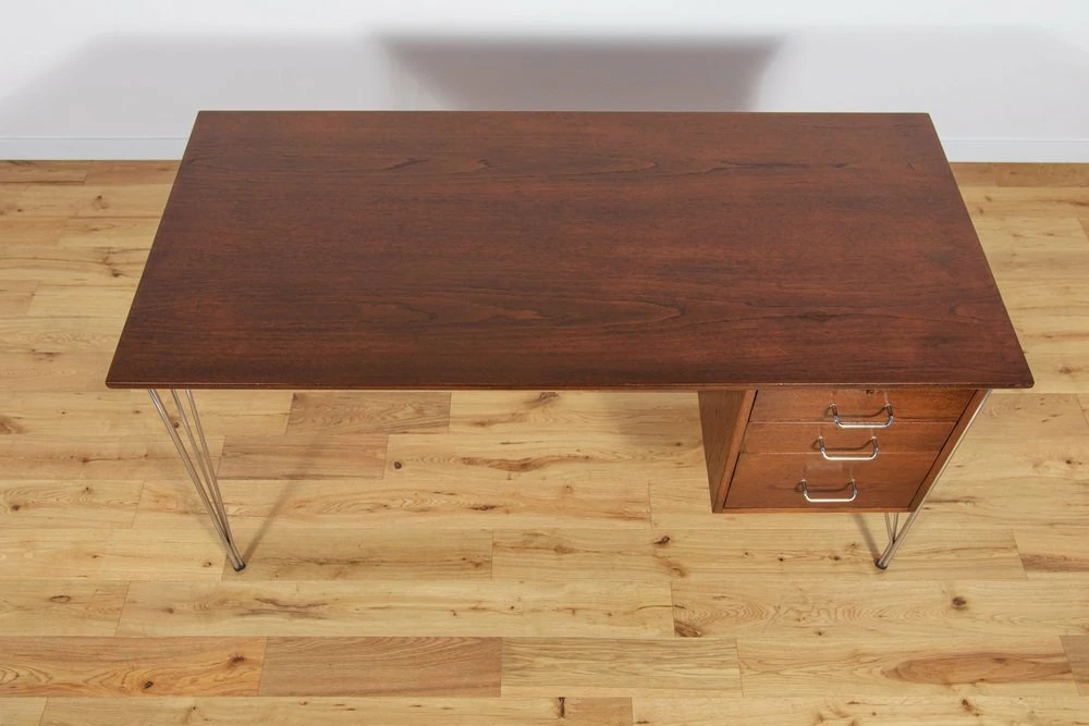 Mid-Century Danish Desk In Teak And Chrome By Heinrich Roepstorff, 1970s 9 Mid-Century Danish Desk In Teak And Chrome By Heinrich Roepstorff, 1970s - Image 7