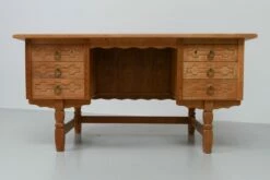 Mid-Century Danish Freestanding Desk In Oak By Henning Kjærnulf, 1960s -PAMONO Sales mid century danish freestanding desk in oak by henning kjaernulf 1960s 10