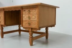 Mid-Century Danish Freestanding Desk In Oak By Henning Kjærnulf, 1960s -PAMONO Sales mid century danish freestanding desk in oak by henning kjaernulf 1960s 11
