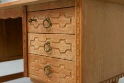 Mid-Century Danish Freestanding Desk In Oak By Henning Kjærnulf, 1960s -PAMONO Sales mid century danish freestanding desk in oak by henning kjaernulf 1960s 12