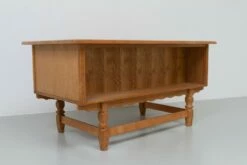 Mid-Century Danish Freestanding Desk In Oak By Henning Kjærnulf, 1960s -PAMONO Sales mid century danish freestanding desk in oak by henning kjaernulf 1960s 16