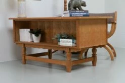 Mid-Century Danish Freestanding Desk In Oak By Henning Kjærnulf, 1960s -PAMONO Sales mid century danish freestanding desk in oak by henning kjaernulf 1960s 4