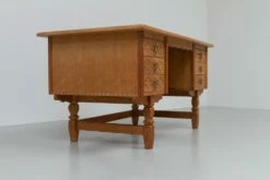 Mid-Century Danish Freestanding Desk In Oak By Henning Kjærnulf, 1960s -PAMONO Sales mid century danish freestanding desk in oak by henning kjaernulf 1960s 9