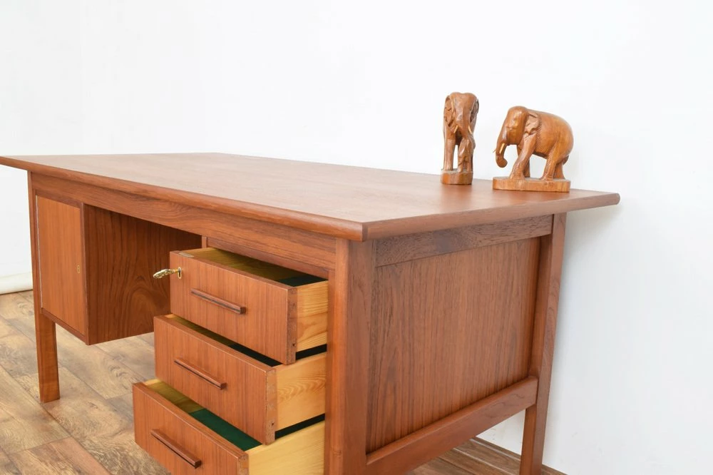 Mid-Century Danish Freestanding Teak Desk, 1960s 13 Mid-Century Danish Freestanding Teak Desk, 1960s - Image 11