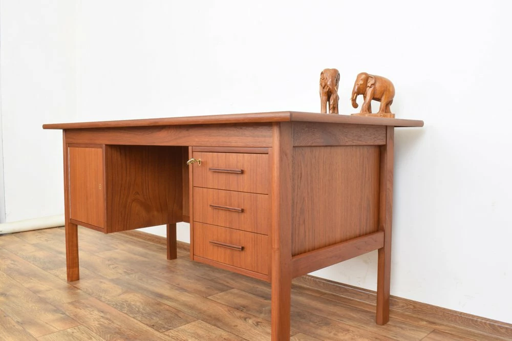 Mid-Century Danish Freestanding Teak Desk, 1960s 14 Mid-Century Danish Freestanding Teak Desk, 1960s - Image 12