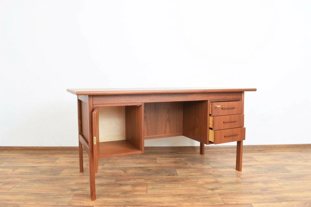 Mid-Century Danish Freestanding Teak Desk, 1960s 7 Mid-Century Danish Freestanding Teak Desk, 1960s - Image 5